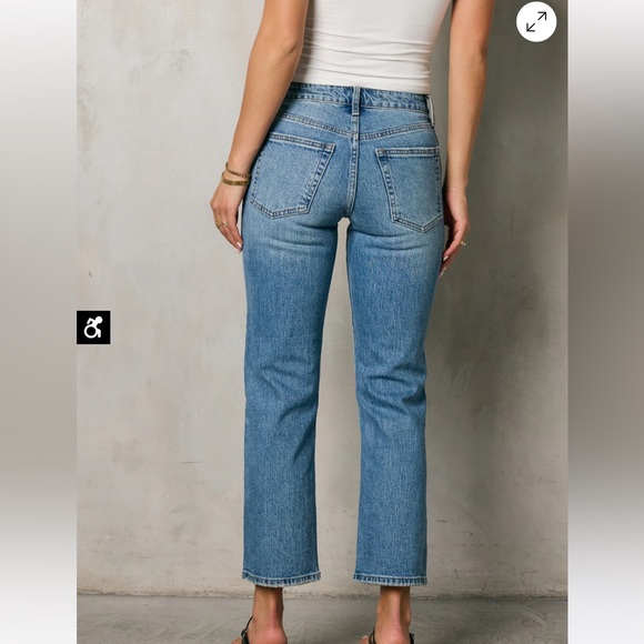 BOHME Medium Wash High Waisted Distressed Straight Leg Denim Jeans Size 25 - Picture 9 of 9